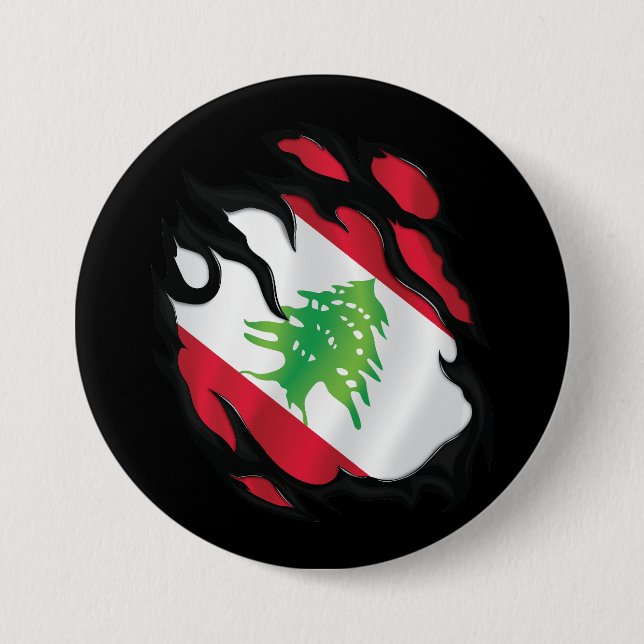 Libanon riven Flagga Knapp (Framsida)