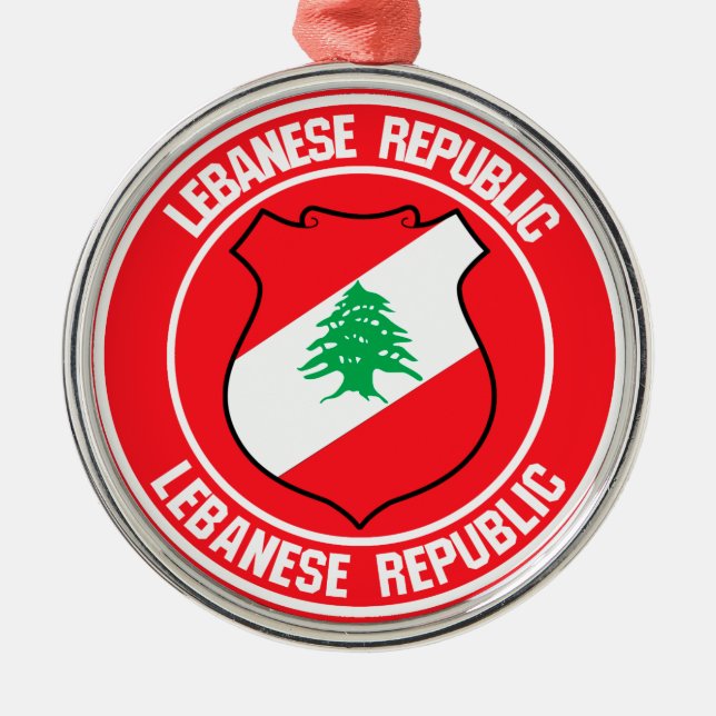 Libanon Round Emblem Julgransprydnad Metall (Framsidan)