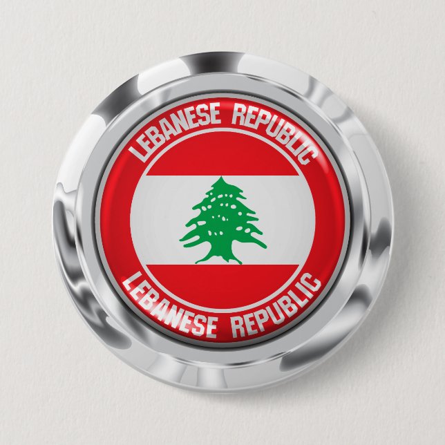 Libanon Round Emblem Knapp (Framsida)