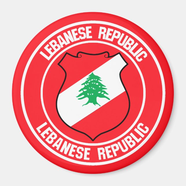 Libanon Round Emblem Magnet (Framsidan)
