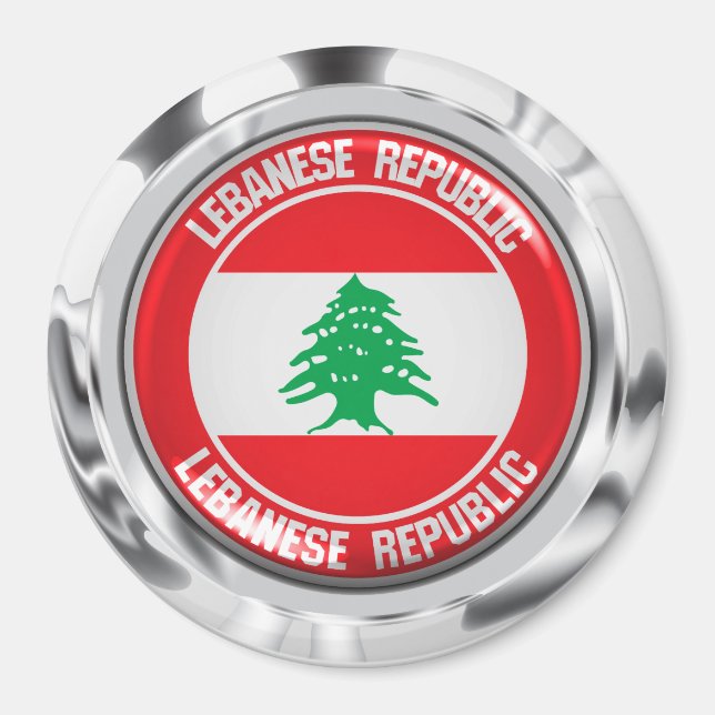 Libanon Round Emblem Magnet (Framsidan)