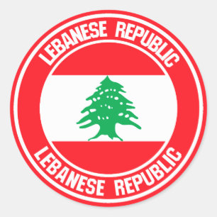Libanon Round Emblem Runt Klistermärke
