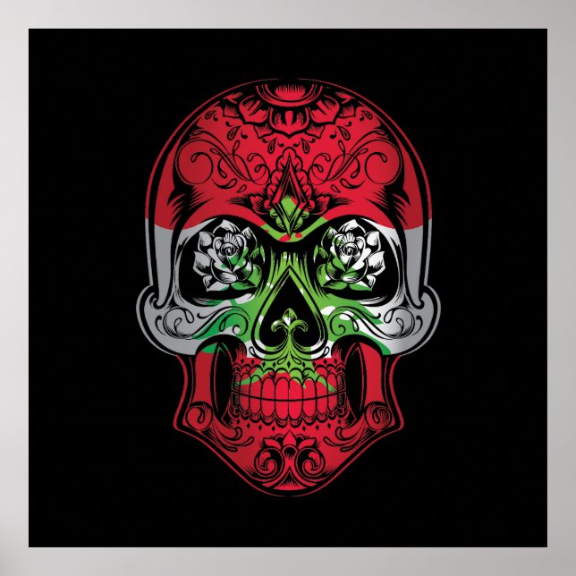 Libanon Skull och Ro Flagga Poster (Framsidan)