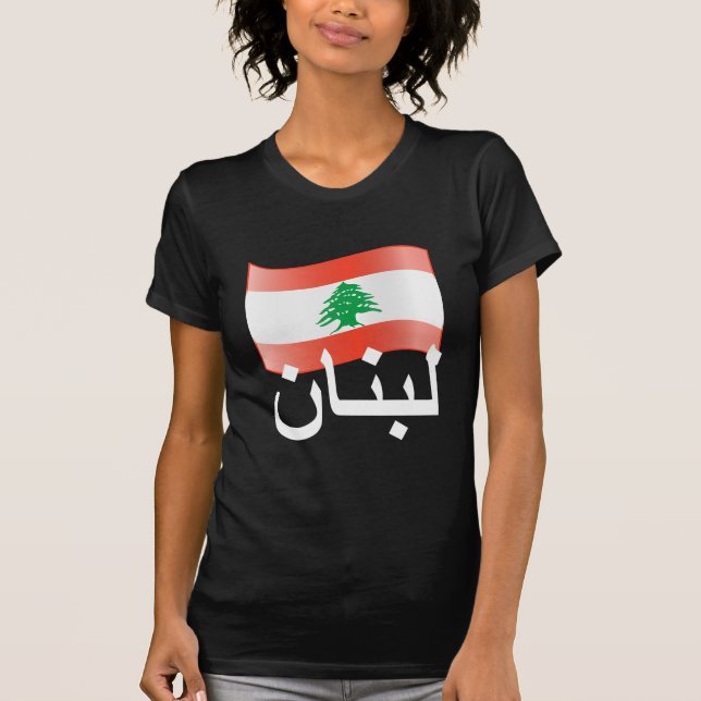 Libanon som vinkar flaggakvinna skjorta tee shirt (Framsida)