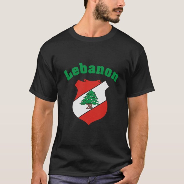 Libanon vapensköld/libanesisk flaggaskjorta tee shirt (Framsida)