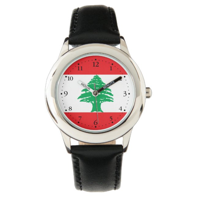 Libanonflagga Armbandsur (Framsida)