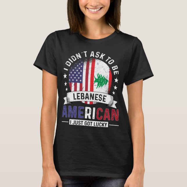 Libanons amerikanska Flaggor Pride Libanon Flagga T Shirt (Framsida)