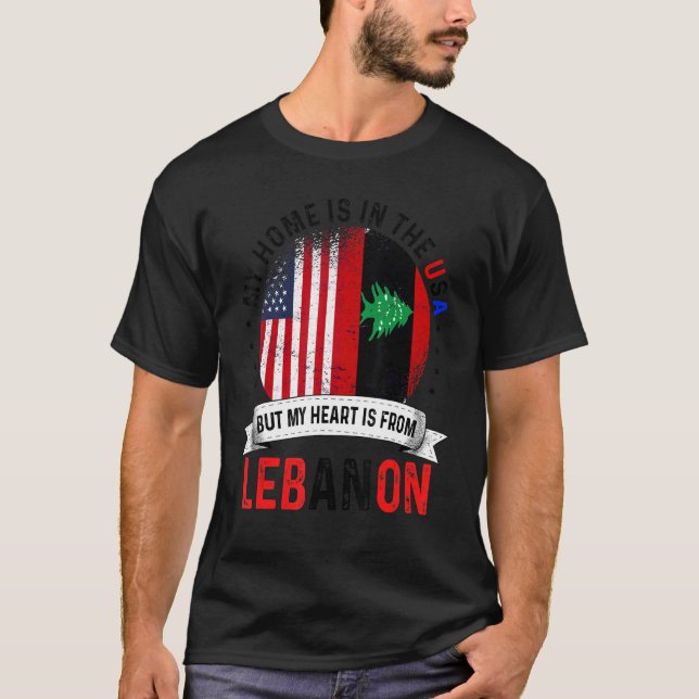 Libanons amerikanska patriot Heart från Libanon Fl T Shirt (Framsida)