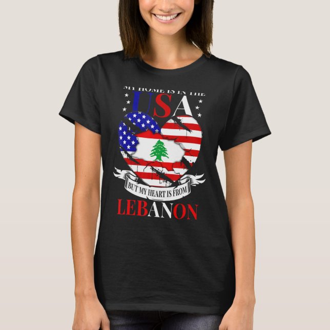 Libanons amerikanska patriot Heart från Libanon Fl T Shirt (Framsida)