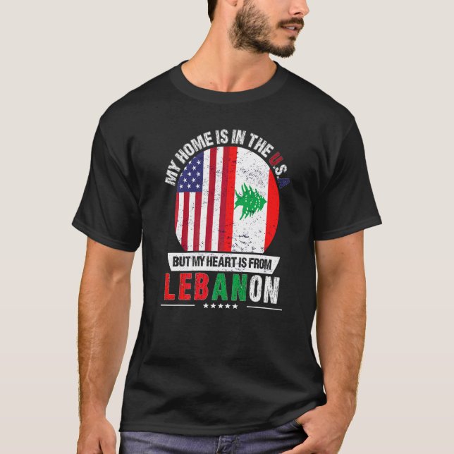Libanons amerikanska patriot Heart från Libanon GR T Shirt (Framsida)