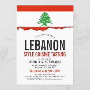 Libanons Cuisine  Party Flagga White Inbjudan