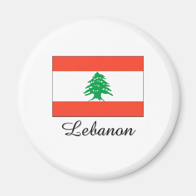 Libanons Flagga Design Magnet (Framsidan)