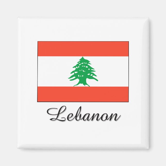 Libanons Flagga Design Magnet (Framsidan)