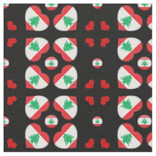 Libanons Flagga och Libanon Hearts mode Fabric Tyg