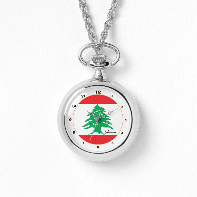 Libanons Flagga och Libanons trendig mode /design Armbandsur (Framsida)