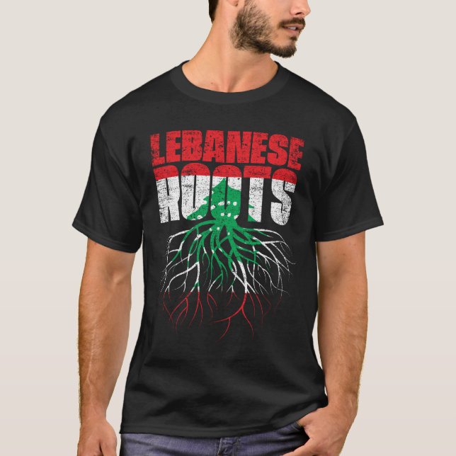 Libanons rötter Libanons kulturarv Flagga T Shirt (Framsida)
