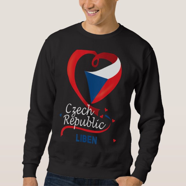 Liben Czech Heart Flagga Lejon Jacka av Arm E Lång Ärmad Tröja (Framsida)