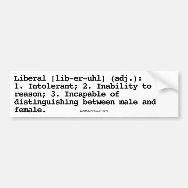 Liberal Definition Bumper Sticker Bildekal (Framsidan)
