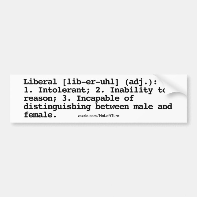 Liberal Definition Bumper Sticker Bildekal (Framsidan)