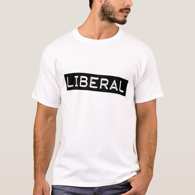 Liberal Label Tape Funny Democrat T Shirt (Framsida)