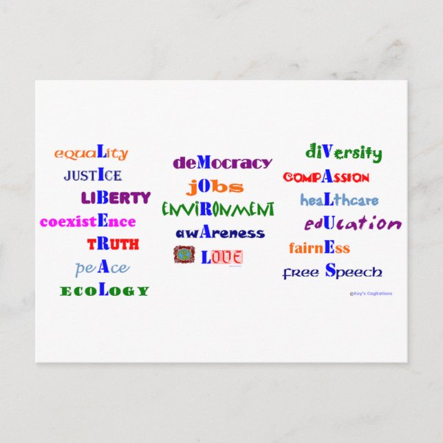 Liberal Moral Values Vykort (Framsida)