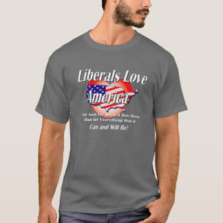 Liberal person-Kärlek-Amerika-Svart T-shirt