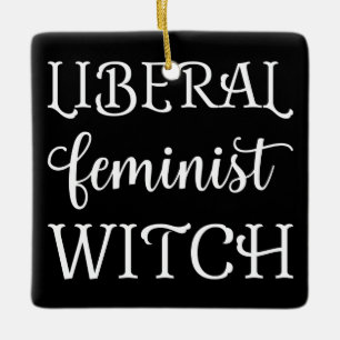 Liberala feministiska Witch I Julgransprydnad Keramik