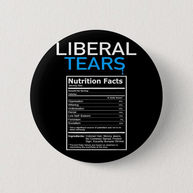 Liberala Tårar Anti Liberal Pro Trump Republican Knapp (Framsida)