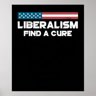 Liberalism Find a Cure America Flagga Poster