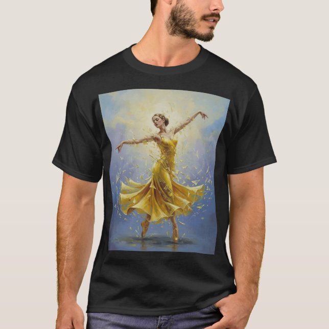 Liberated Grace – Ballerina in Yellow with Shards  T Shirt (Framsida)