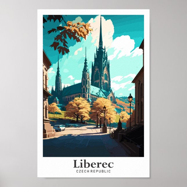 Liberec Czech Travel Art Vintage Poster (Framsidan)