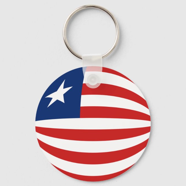Liberia Fisheye Flagga Keychain Nyckelring (Framsida)