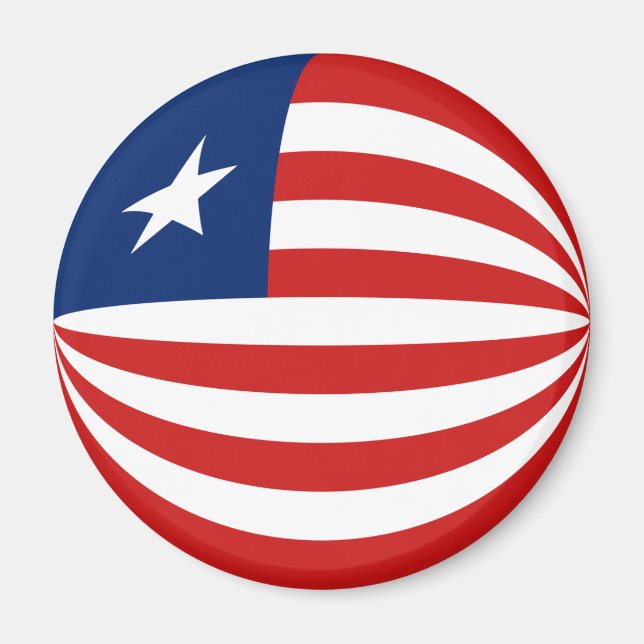 Liberia Fisheye Flagga Magnet (Framsidan)