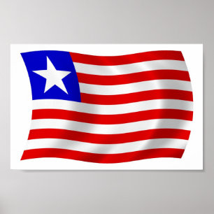 Liberia Flagga Affisch Print