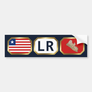 Liberia Flagga Code Bumper Sticker Bildekal