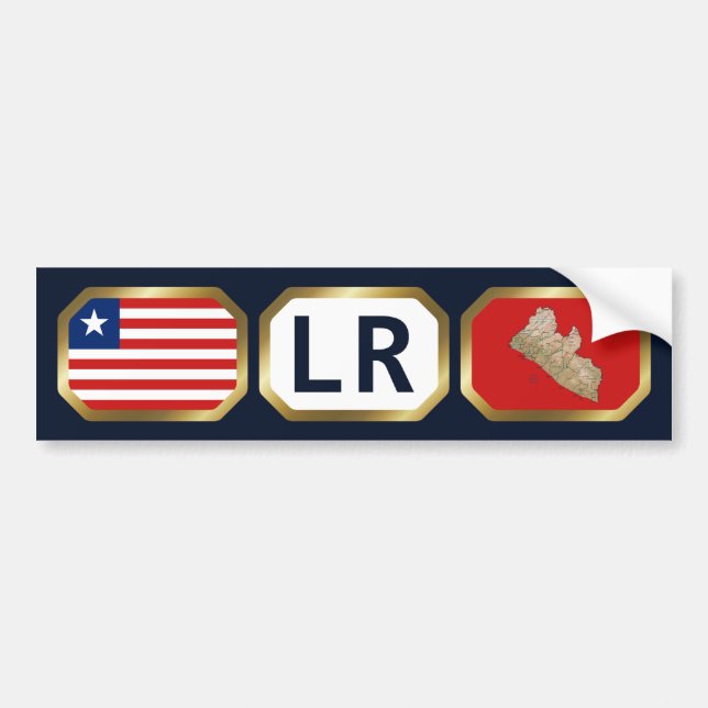 Liberia Flagga Code Bumper Sticker Bildekal (Framsidan)