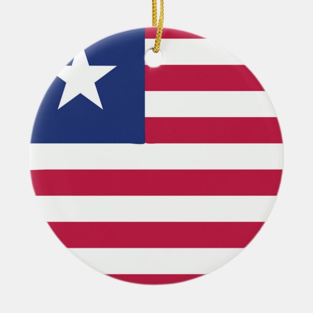 Liberia Flagga Emblem Julgransprydnad Keramik (Framsidan)