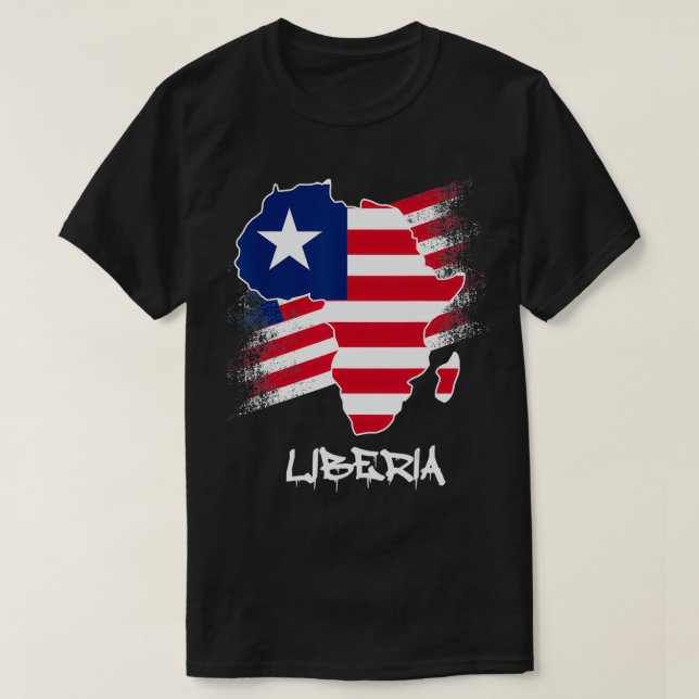 Liberia Flagga med Afrika Liberia Liberia Karta Kä T Shirt (Design framsida)