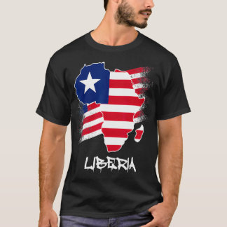 Liberia Flagga med Afrika Liberia Liberia Karta Kä T Shirt
