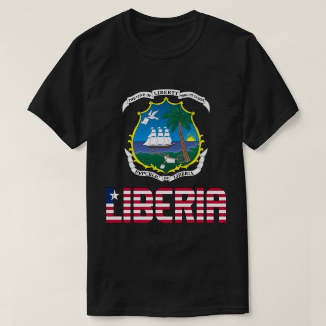 Liberia Flagga och Jacka av Arm Patriotic T Shirt (Design framsida)