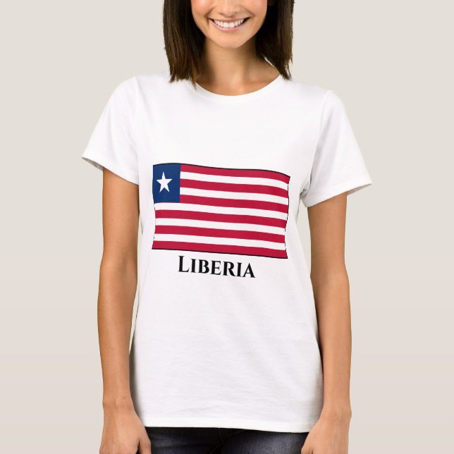 Liberia Flagga T Shirt (Framsida)