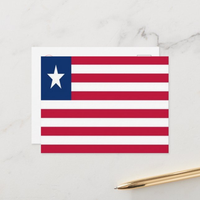 Liberia - Flagga - Vykort (Fram/Back In Situ)