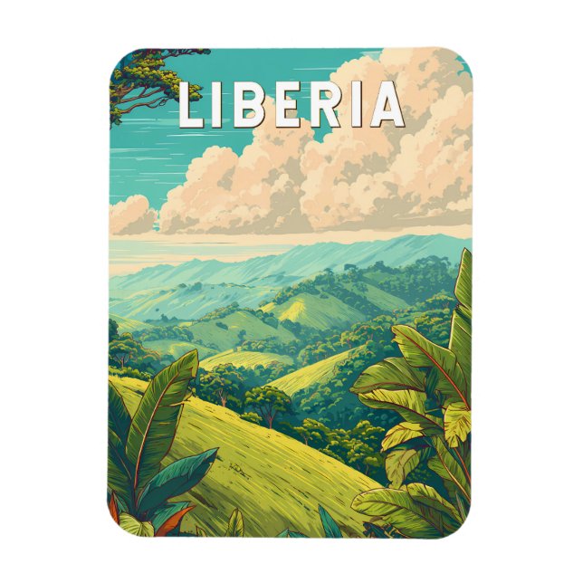 Liberia Illustration Resa Konst Vintage Magnet (Vertikal)