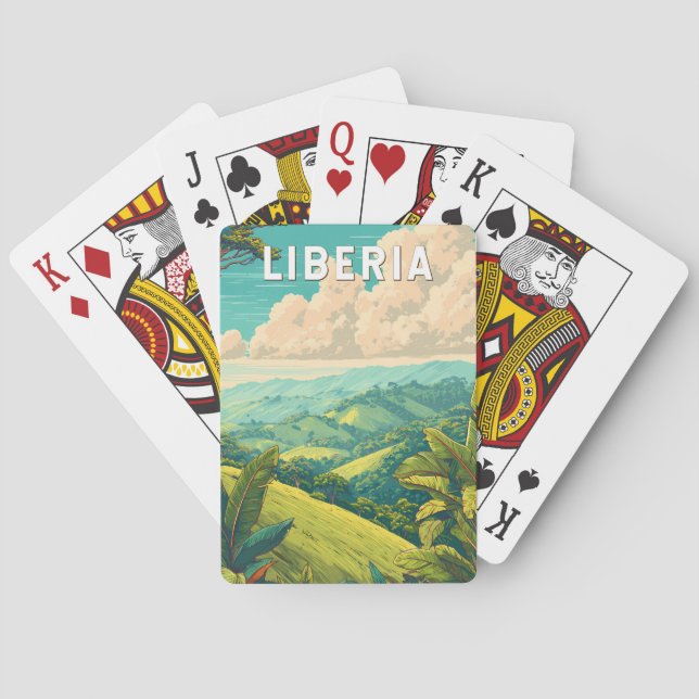 Liberia Illustration Travel Art Vintage Casinokort (Baksidan)