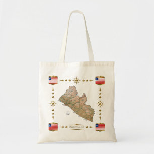 Liberia Karta + Flaggor Bag Tygkasse
