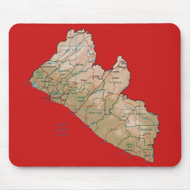 Liberia Karta Mousepad Musmatta (Framsidan)