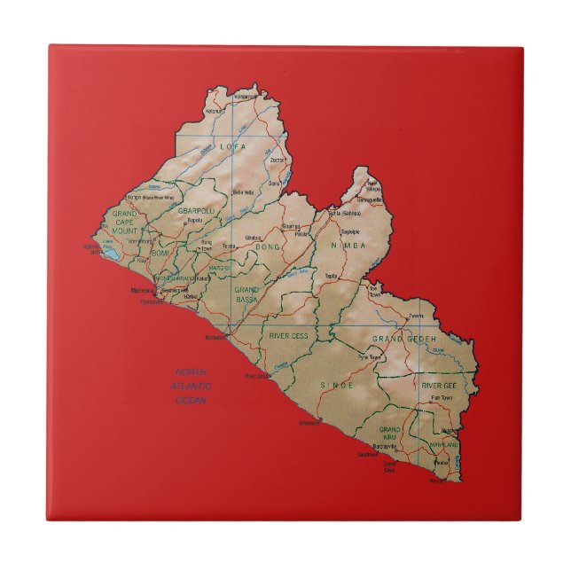 Liberia Karta Tile Kakelplatta (Framsidan)