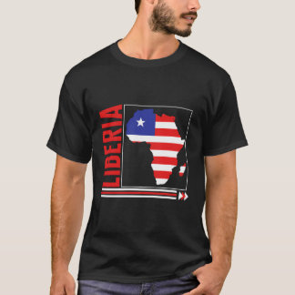 Liberia Liberia Karta Flagga Liberia Roots L T Shirt