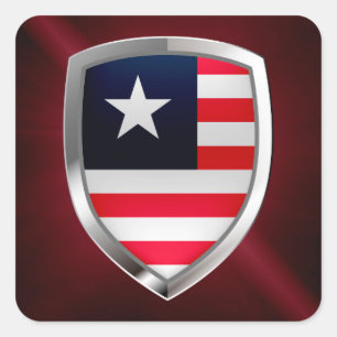 Liberia Metallic Emblem Fyrkantigt Klistermärke