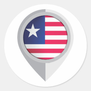 Liberia Pin Location Flagga Runt Klistermärke